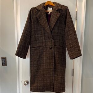Avec Les Filles Plaid Brown Women's Coat